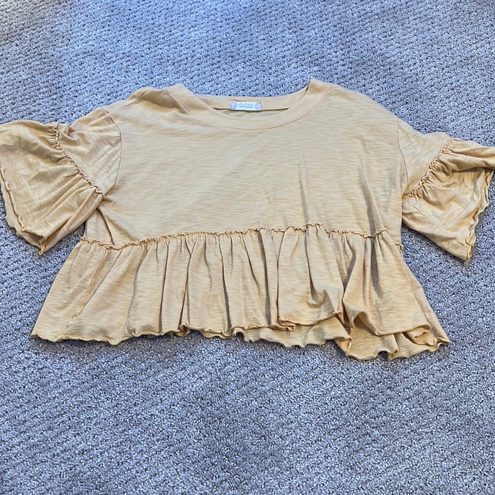 Altard State yellow flowy top cropped